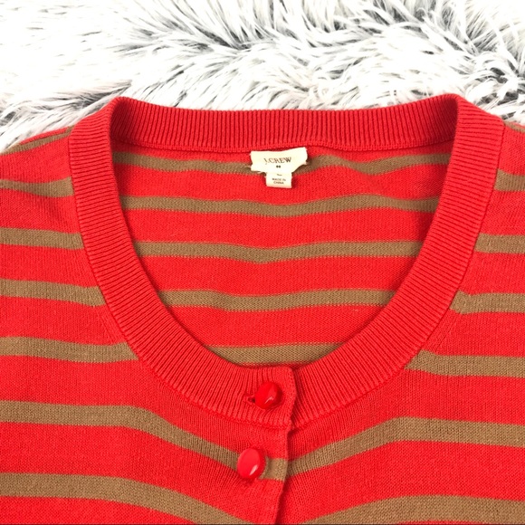 J. Crew Orange Striped Button Up Cardigan EUC - Picture 3 of 10